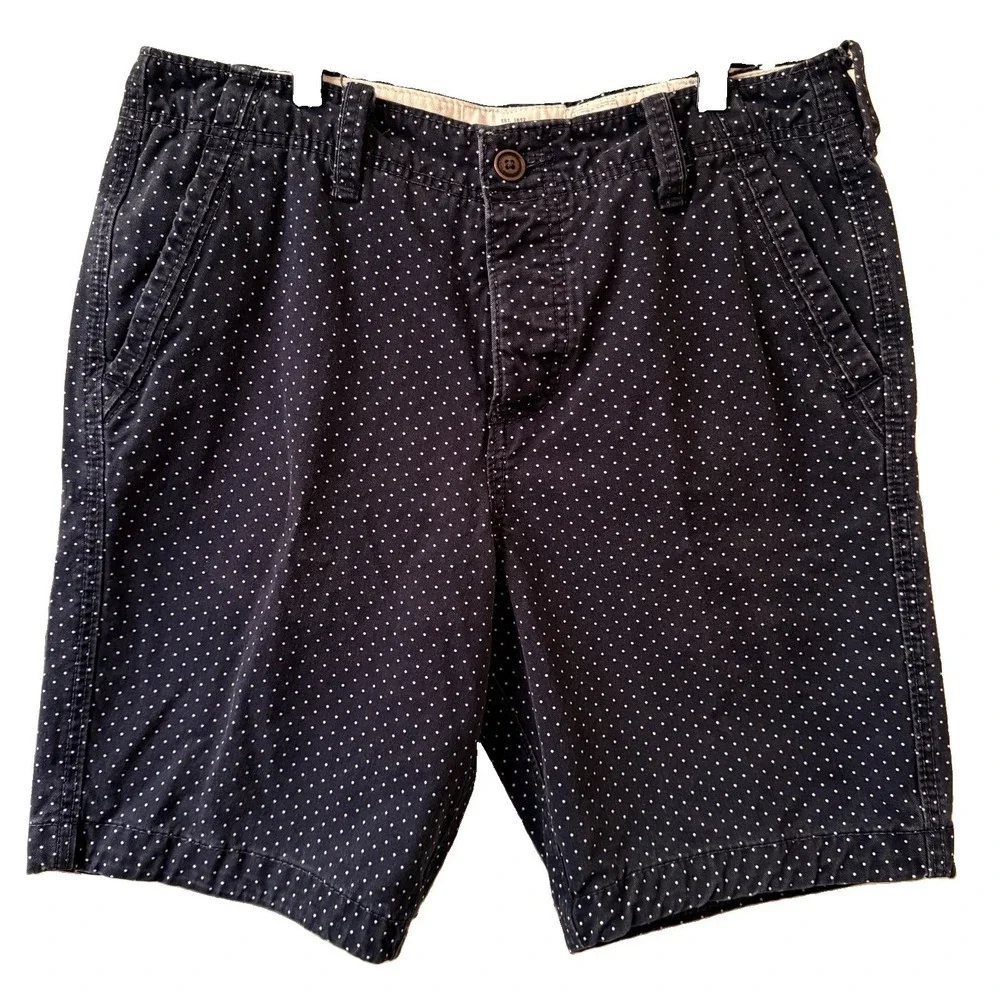 Abercrombie & Fitch Mens 32 Polka Dot Chino Shorts Navy Blue White 100% Cotton⁠